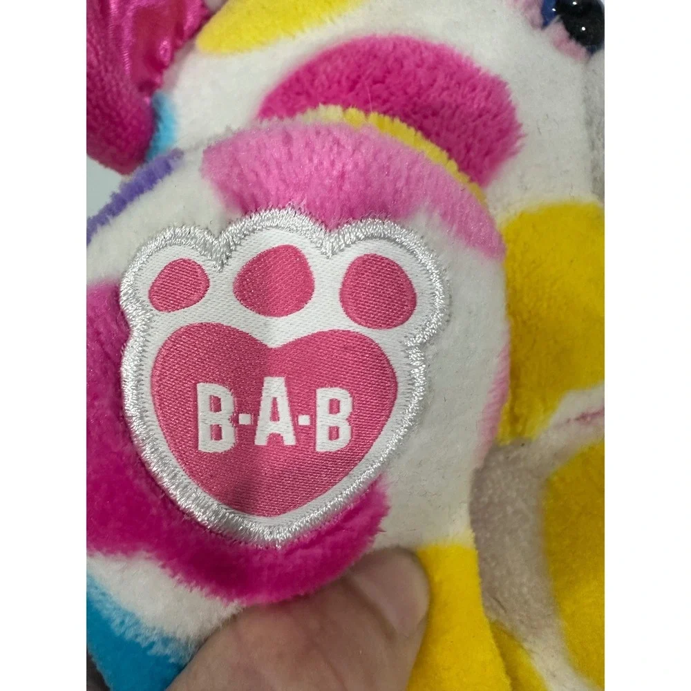 Build-A-Bear Workshop Colorful Hearts Teddy Bear Plush Pink Blue Yellow 10/19